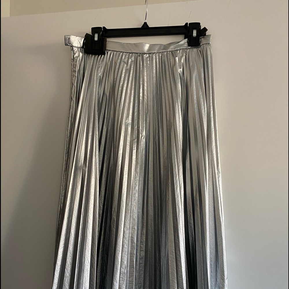 Tibi Silver Metallic Skirt